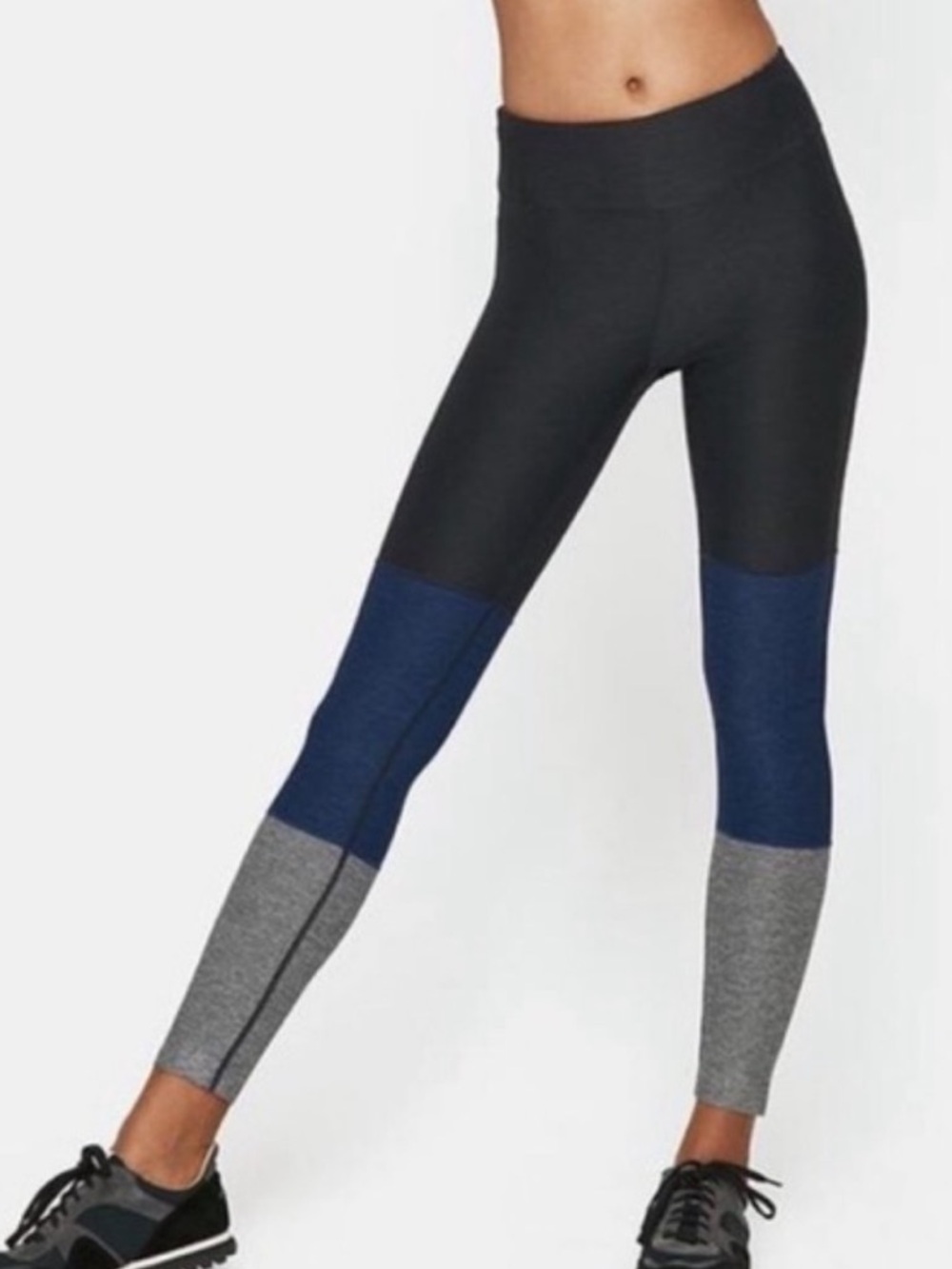 Outdoor Voices Colorblock High-Rise Leggings — Black, Navy & Heather Gray